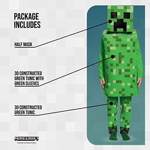 Creeper Deluxe Minecraft Costume, Green, Large (10-12)