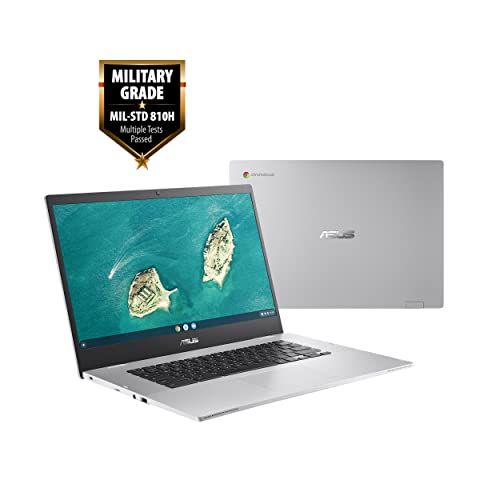 ASUS Chromebook CX1, 15.6' Full HD NanoEdge Display, Intel Celeron N3350 Processor, 64GB eMMC Storage, 8GB RAM, Chrome OS, Transparent Silver, CX1500CNA-AS84F