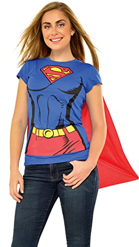 Rubie's womens Dc Comics Women's Supergirl T-shirt With Cape Adult Sized Costumes, As Shown, Small US