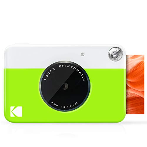 Kodak Printomatic Instant Camera (Green) Gift Bundle + Zink Paper (20 Sheets) + Deluxe Case + 7 Fun Sticker Sets + Twin Tip Markers + Photo Album.