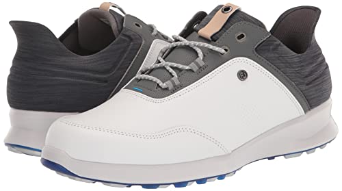 FootJoy Men's Stratos Golf Shoe, White/Charcoal, 10.5