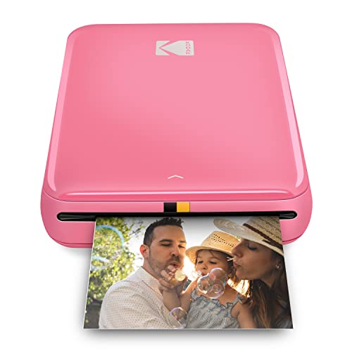 KODAK Step Instant Color Photo Printer with Bluetooth/NFC, Zink Technology and KODAK App for iOS and Android (Pink) Prints 2x3” Sticky-Back Photos.