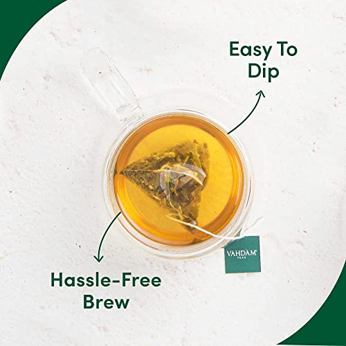 VAHDAM, Organic Chamomile Herbal Tea (15 Pyramid Tea Bags) Caffeine Free, Non-GMO, USDA Organic Ingredients- Chamomile Tea | Floral Flavor | Night Time Beverage, Soothing Tisane