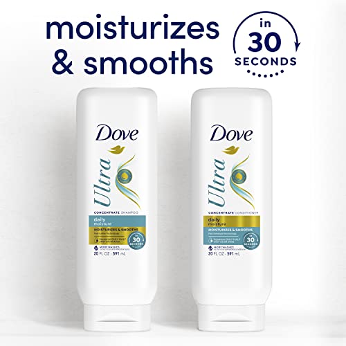 Dove Concentrate Shampoo And Conditioner Set For Dry Hair Moisturizes And Smooths In 30 seconds, 2X More Washes, Combo Pack, 20 fl oz (Pack of 2)