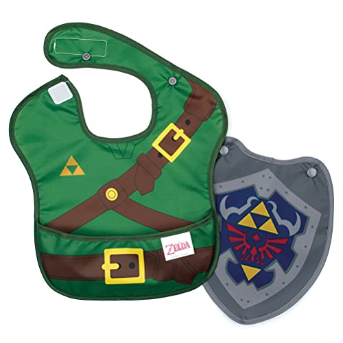 Bumkins Bibs, Nintendo Zelda, Baby Bibs for Girl or Boy, SuperBib with Cape, Baby and Toddler Bib for 6-24 Months, Baby Bib for Eating, Feeding Bib, Waterproof Fabric