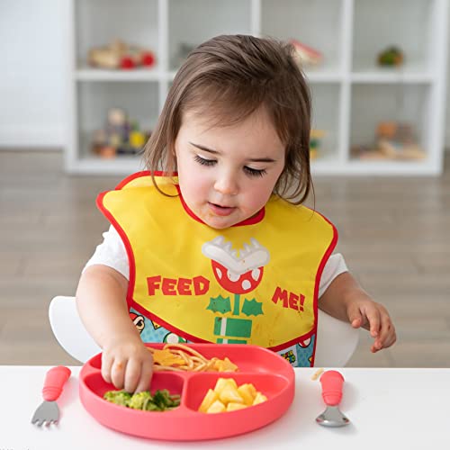 Bumkins Nintendo Super Mario SuperBib, Baby Bib, Waterproof, Washable, Stain and Odor Resistant, 6-24 Months (Pack of 2)