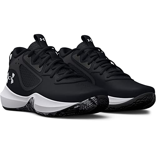 Under Armour Unisex Lockdown 6 Basketball Shoe, (001) Black/White/White, 10.5 US Men