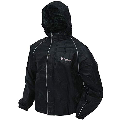 FROGG TOGGS Men's Road Toad Frogg Eyzz Reflective Motorcycle Waterproof Rain Jacket Black XX-Large