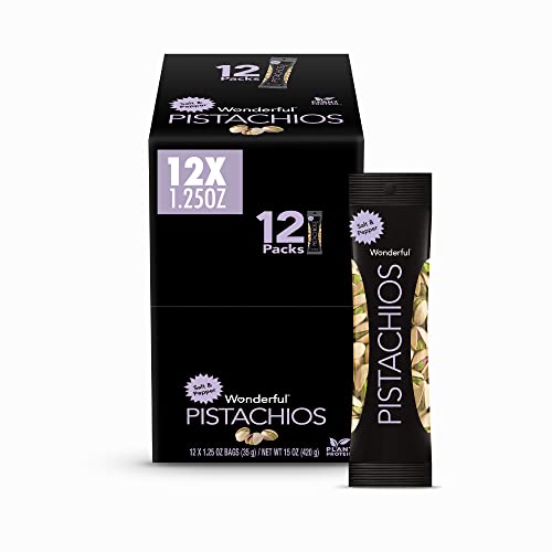 Wonderful Pistachios, In-Shell, Salt and Pepper Nuts, 1.25oz (Pack of 12)