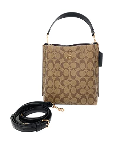 Coach Mollie Bucket Bag 22 in Signature Canvas (Khaki/Black)