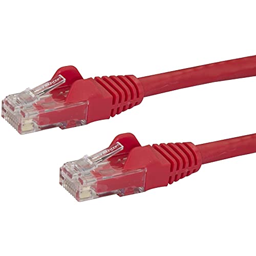 StarTech.com 15ft CAT6 Ethernet Cable - Red CAT 6 Gigabit Ethernet Wire -650MHz 100W PoE RJ45 UTP Network/Patch Cord Snagless w/Strain Relief Fluke Tested/Wiring is UL Certified/TIA (N6PATCH15RD)