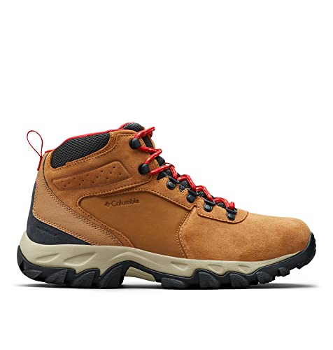 Columbia Men's Newton Ridge Plus II Suede Waterproof Hiking Boot, elk/Mountain red, 7
