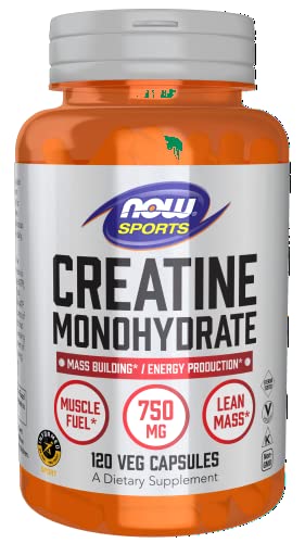 NOW Sports Nutrition, Creatine Monohydrate 750 mg, Mass Building*/Energy Production*, 120 Veg Capsules