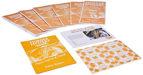 University Games Murder Mystery Party Games - Pasta, Passion and Pistols, Host Your Own Italian Restaurant Murder Mystery Dinner for 8 Players, Solve the Case with Crime Scene Clues, 18 Years and Up