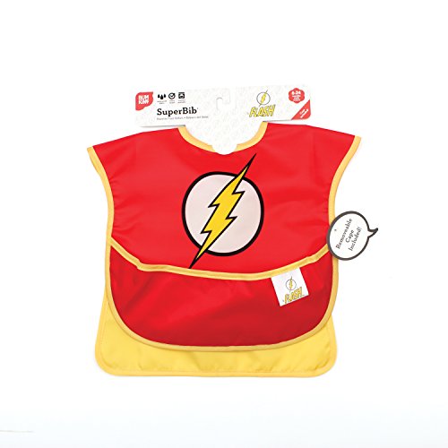 Bumkins Bibs, DC Comics The Flash, Baby Bibs for Girl or Boy, SuperBib with Cape, Baby and Toddler Bib for 6-24 Months, Baby Bib for Eating, Feeding Bib, Waterproof Fabric