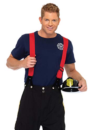 Leg Avenue mens - 3 Piece Fire Captain Set Family Halloween for Men adult sized costumes, Black/Red, Medium Large US
