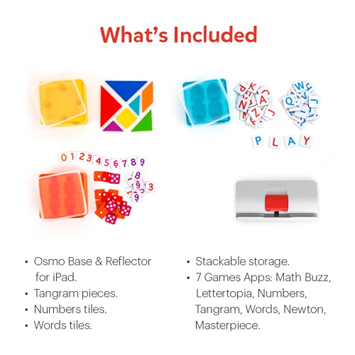 Osmo-Genius Starter Kit for iPad + Family Game Night-7 Educational Learning Games for Spelling and Math-Ages 6-10-STEM Toy Gifts for Kids-Boy andGirl-6 7 8 9 10(Osmo iPad Base Included - Amazon Exclusive)
