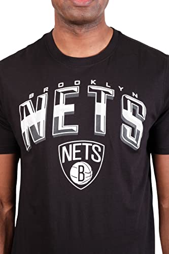 Ultra Game -NBA Brooklyn Nets Mens Arched Plexi Short Sleeve Tee Shirt, Black, Large