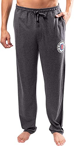 Ultra Game NBA Los Angeles Clippers Mens Sleepwear Super Soft Pajama Loungewear Pants, Heather Gray, Medium