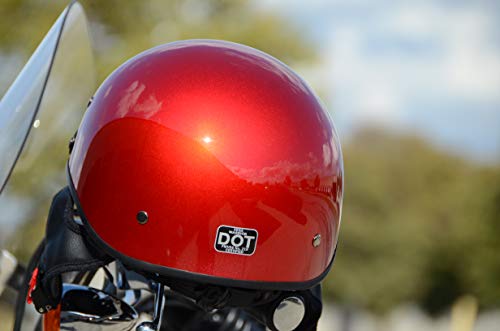 Vega Helmets 7800-254 Unisex-Adult Warrior Motorcycle Helmet w/Sunshield for Men and Women, Adjustable Size Dial DOT Half Face Skull Cap for Bike Cruiser Chopper Moped (Velocity Red, Large)