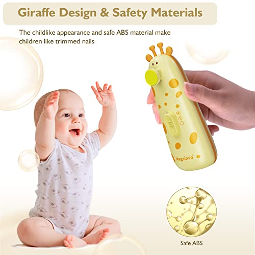 Baby Nail Trimmer Electric Baby Nail File with Light 10 Grinding Heads Safe Queit Baby Nail Grooming Care Kit for Newborn Infant Toddler Toes Fingernails - Orange
