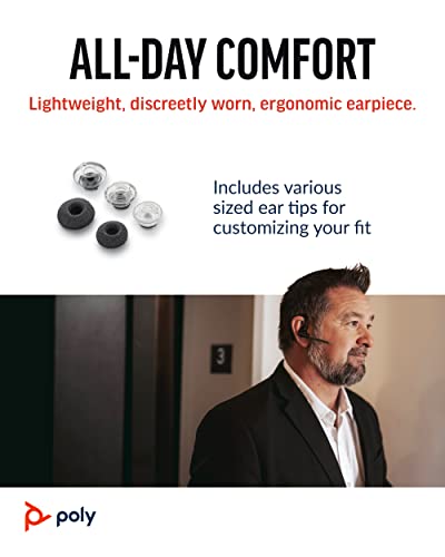 Poly Voyager Legend Wireless Headset (Plantronics) - Single-Ear Bluetooth w/Noise-Canceling Mic - Voice Controls - Mute and Volume Buttons - Ergonomic Design -Connect to Mobile/Tablet via Bluetooth -FFP