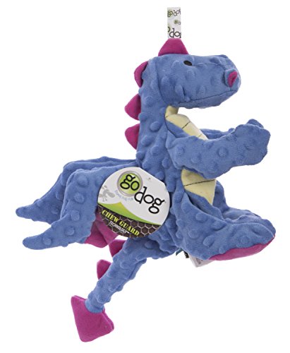 goDog Dragons Squeaker Plush Pet Toy for Dogs and Puppies, Soft and Durable, Tough and Chew Resistant, Reinforced Seams - Periwinkle, Large