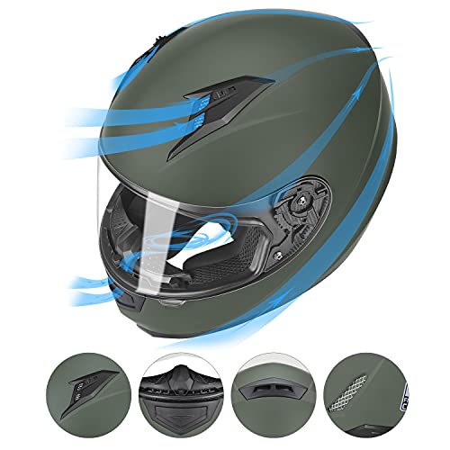 GLX GX11 Compact Lightweight Full Face Motorcycle Street Bike Helmet with Extra Tinted Visor DOT Approved (Camo, X-Large)