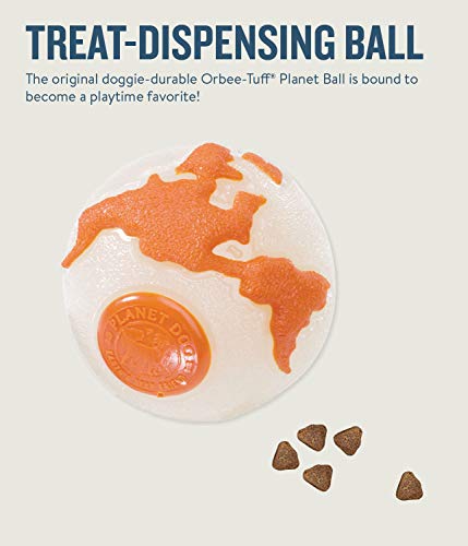 Planet Dog Orbee-Tuff Planet Ball Orange Glow-in-The-Dark Treat-Dispensing Dog Toy, Small