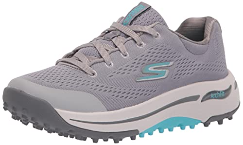 Skechers Women's Go Arch Fit Golf Shoe, Gray/Blue, 5.5