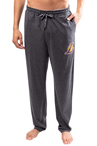 Ultra Game NBA Los Angeles Lakers Mens Sleepwear Super Soft Pajama Loungewear Pants, Heather Gray, Small