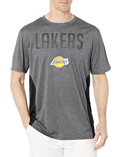 Ultra Game NBA Los Angeles Lakers Mens Active Tee Shirt, Charcoal Heather, Small
