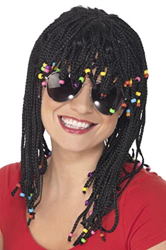 Smiffy's Braided Wig with Beads, Black