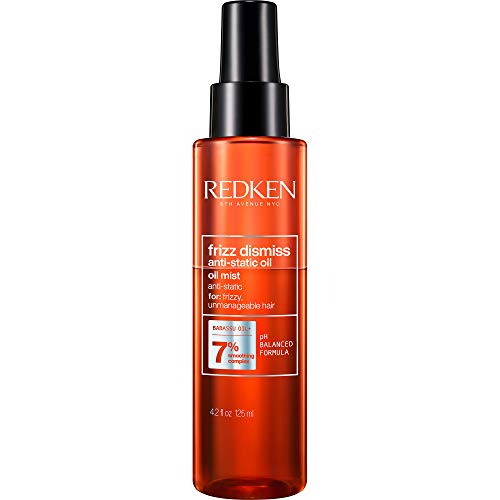 Redken Frizz Dismiss Anti-Static Oil Mist | Frizz Control for All Hair Types | Tames Flyaways and Anti Frizz | With Babassu Oil | Sulfate Free | 4.2 Fl Oz