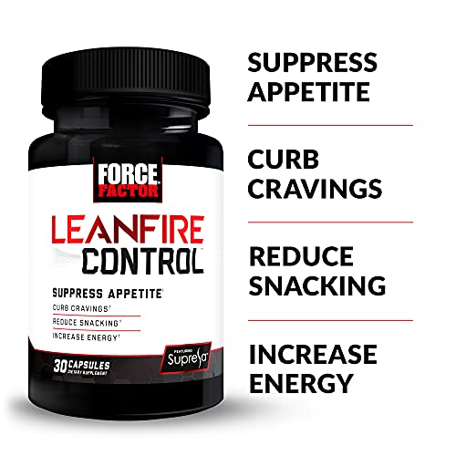 Force Factor LeanFire Control, 2-Pack, Appetite Suppressant for Weight Loss with B12 Vitamins, Green Tea Extract, and Garcinia Cambogia to Curb Cravings, Reduce Snacking, and Increase Energy, 60 Capsules