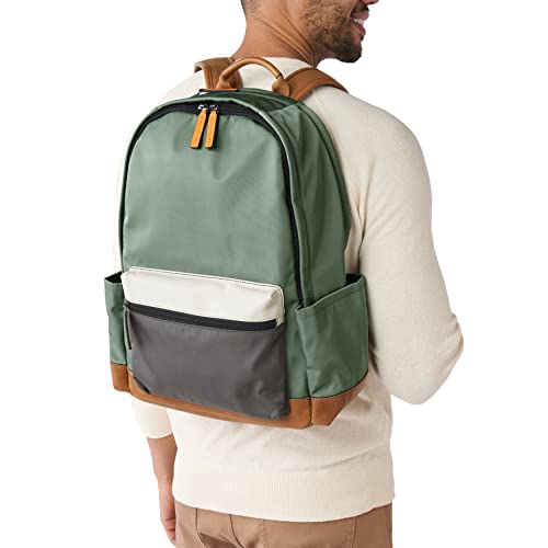 Fossil Unisex Buckner Fabric Backpack with Travel Strap Bag, Color: Sage (Model: MBG9586343)