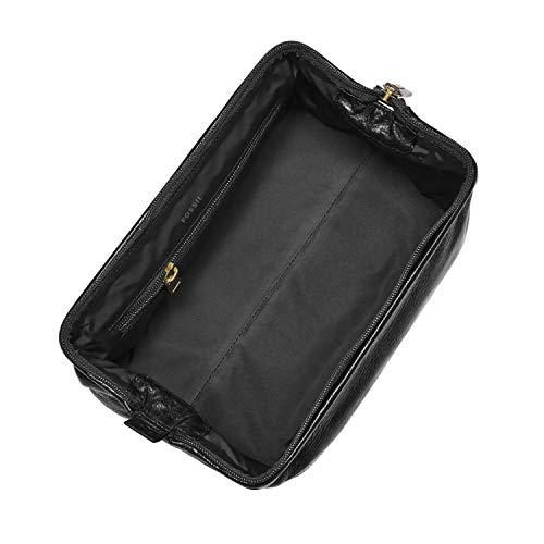 Fossil Leather Travel Toiletry Bag Shave Dopp Kit , Black (Model: MLG0724001)