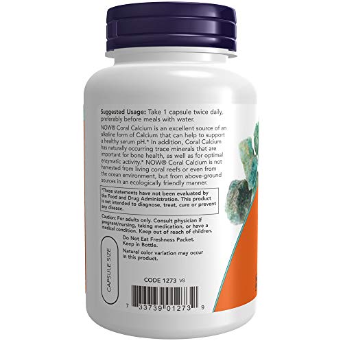 NOW Supplements, Coral Calcium 1,000 mg, Bone Health*, Healthy pH Balance*, 100 Veg Capsules