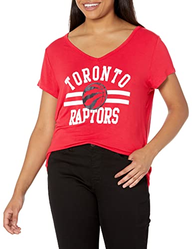 Ultra Game -NBA Toronto Raptors Womens Box Out Varsity Stripe Tee Shirt, Team Color, Medium