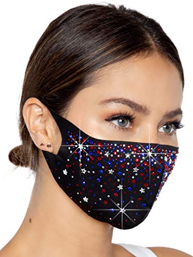 Leg Avenue M1018-10122 Liberty Rhinestone Face Mask, O/S, Multicolor
