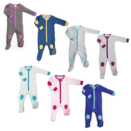 baby deedee Sleepsie Cotton Quilted Footie Pajama, Heather Gray/Mauve, 6-12 Month, (517)