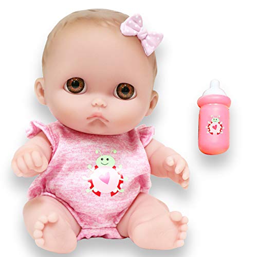 Lil Cutesies 8.5' All Vinyl Baby Doll | Posable and Washable | Removable Outfit | Mimi - Brown Eyes | JC Toys | Ages 2+