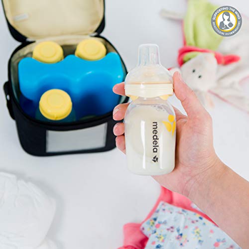 Medela Breast Milk Cooler and Transport Set, 5 ounce Bottles with Lids, Contoured Ice Pack, Cooler Carrier Bag