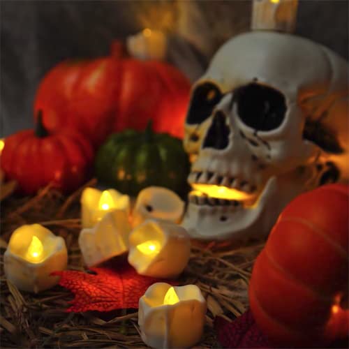 Homemory Timer Tea Lights, Flameless Flickering Auto Tea Lights Battery Operated, Auto-On 6 Hours and Off 18 Hours Everyday, Batteries Included, Long-Lasting, Pack of 12
