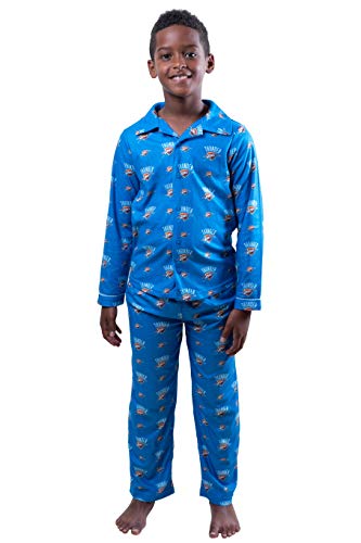 Ultra Game NBA Oklahoma City Thunder Youth 2 Piece Soft Tee Shirt and Lounge Pants Sleepwear Loungewear Pajama Set, Team Color, 10/12
