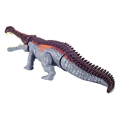 Jurassic World Toys Massive Biters Sarcosuchus Larger-Species Dinosaur Action Figure, Tail-Activated Strike and Chomp Action