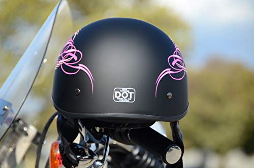 Vega Helmets 7823-055 Unisex-Adult Half Helmet (Pink Scroll on Matte Black, X-Large)