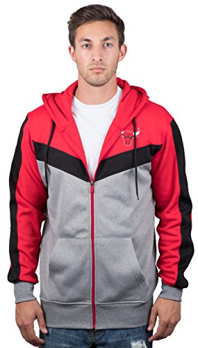Ultra Game NBA Chicago Bulls Mens Soft Fleece Full Zip Jacket Hoodie, Team Color, Small