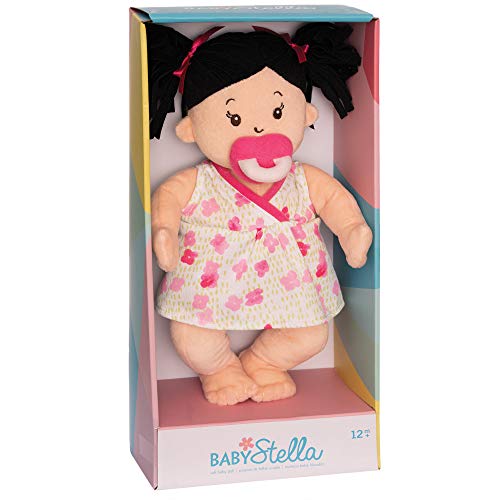 Manhattan Toy Baby Stella Black Hair Soft First Baby Doll, 15-Inch