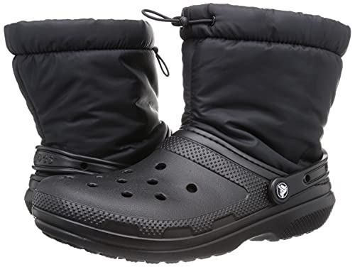 Crocs Unisex Classic Lined Neo Puff Fuzzy Winter Boots Snow, Black/Black, 15 Women/13 Men